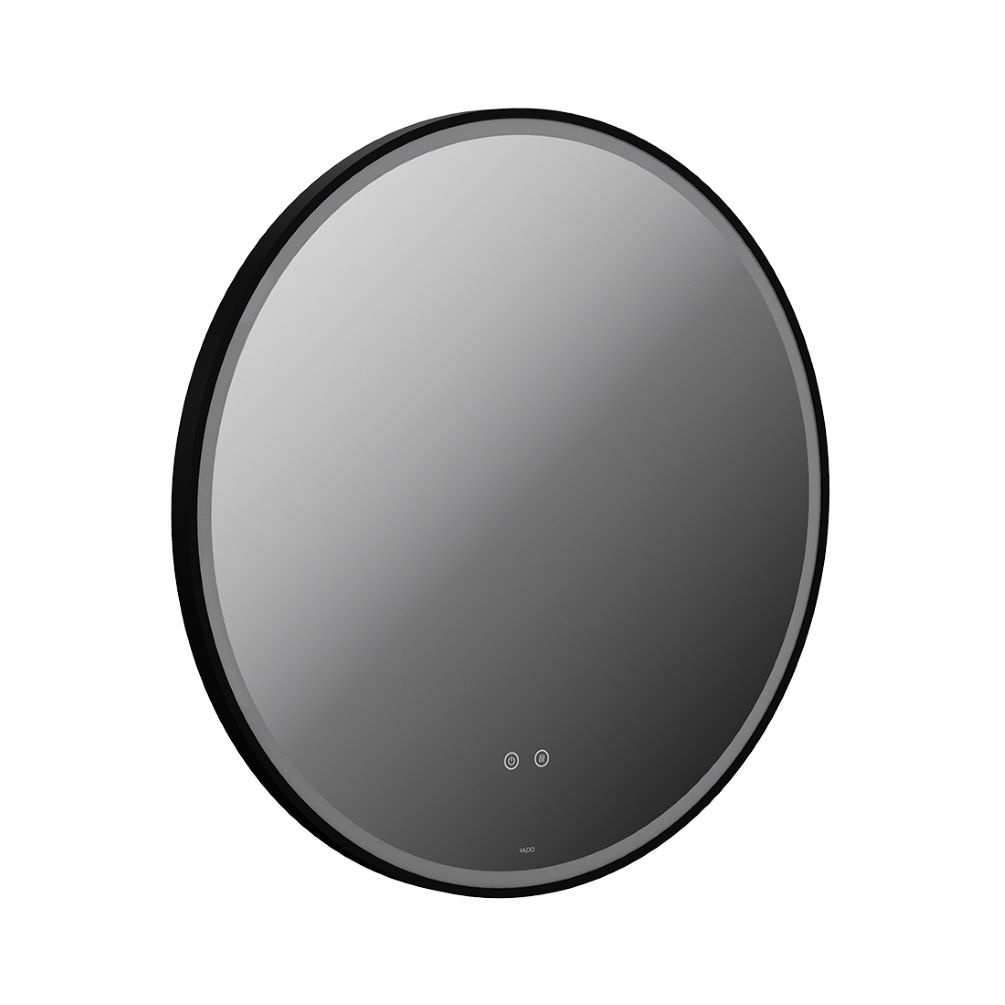 Cut out image of Vado Cameo 800mm Illuminated Round Matt Black Mirror